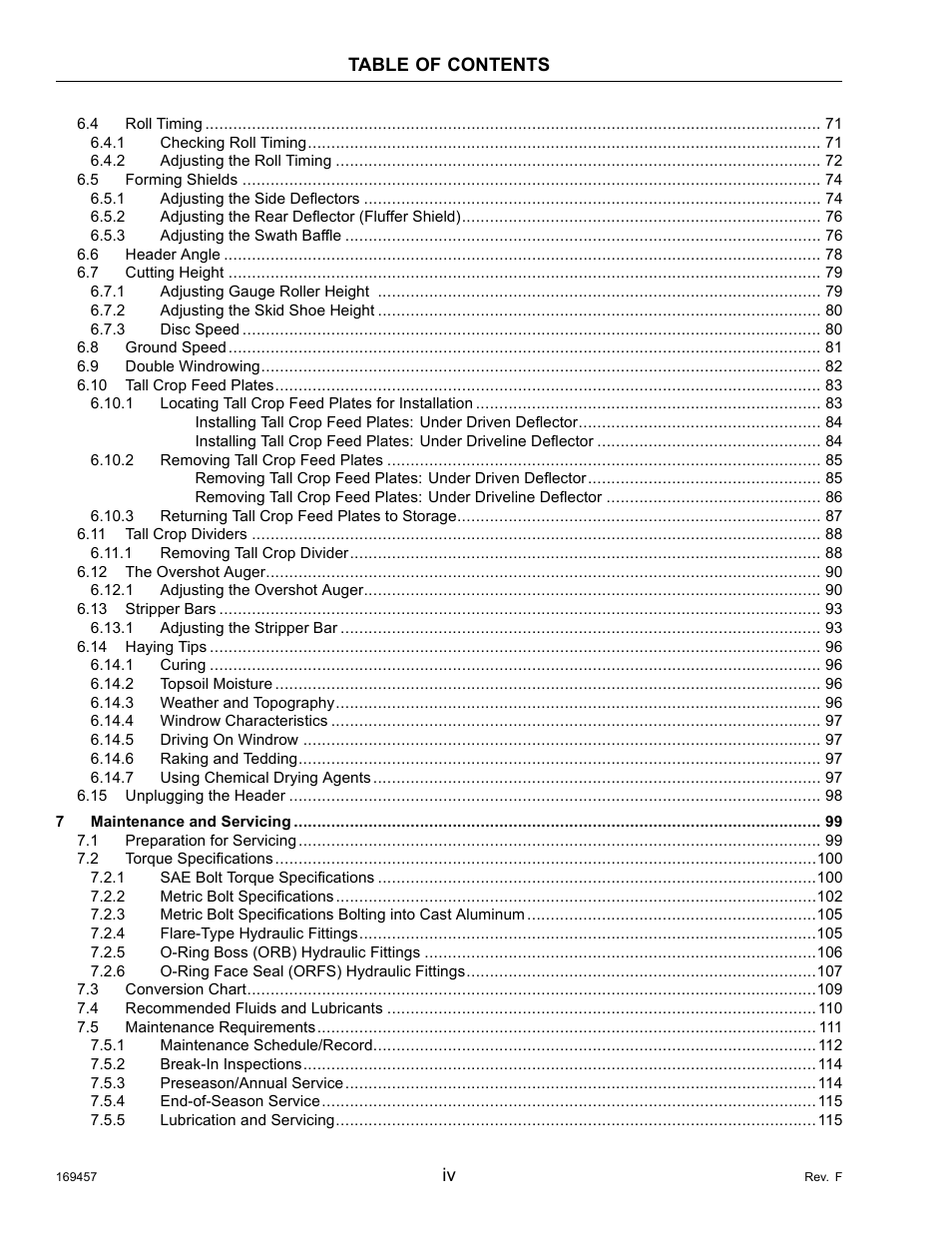 MacDon R85 Rotary Disc 16 Foot Self-Propelled Windrower Headers User Manual | Page 6 / 182