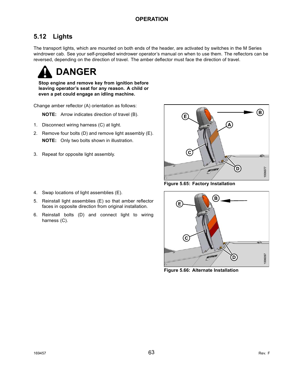 12lights, Lights, Danger | 12 lights | MacDon R85 Rotary Disc 16 Foot Self-Propelled Windrower Headers User Manual | Page 71 / 182