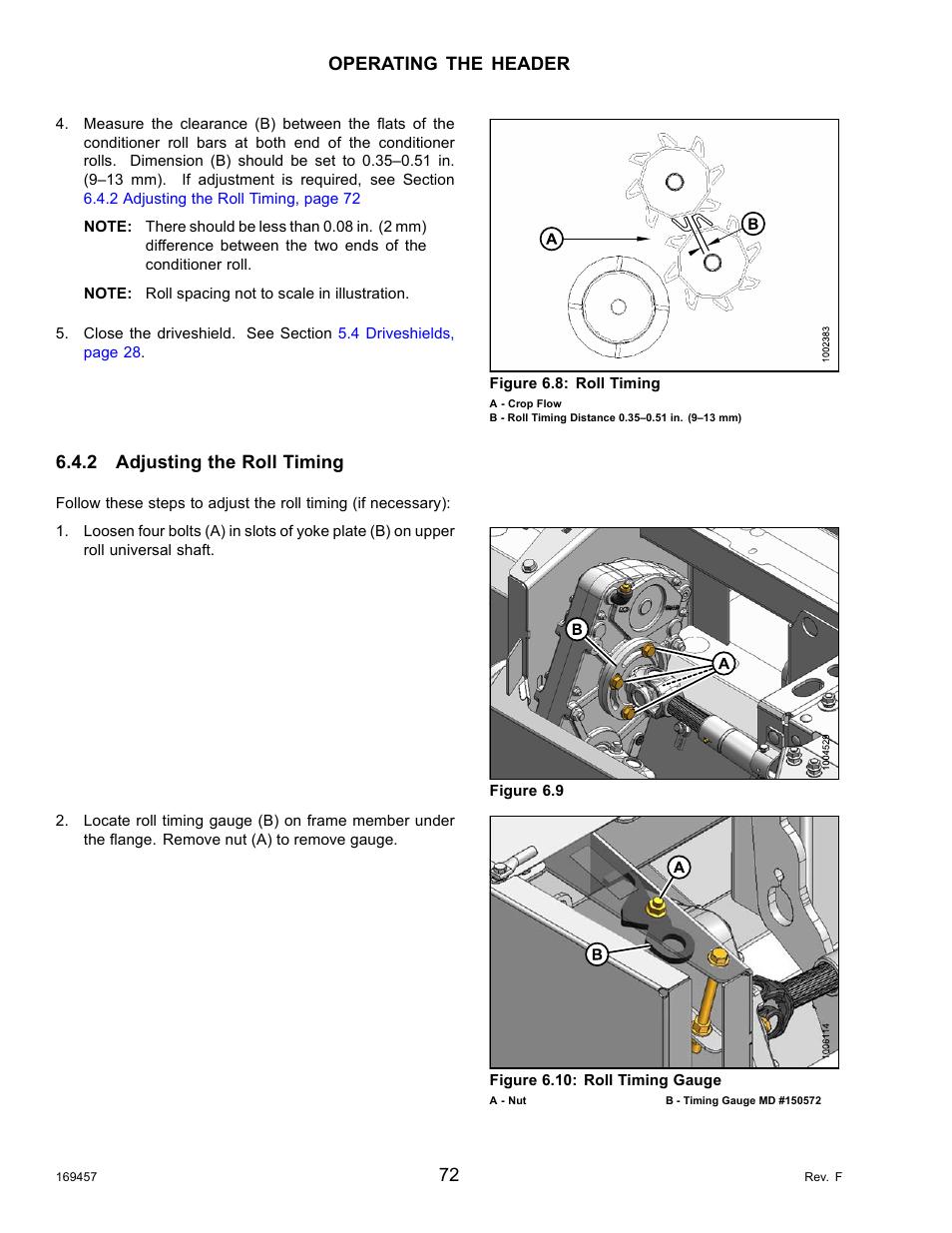 2adjusting the roll timing, Adjusting the roll timing, Operating the header | 2 adjusting the roll timing | MacDon R85 Rotary Disc 16 Foot Self-Propelled Windrower Headers User Manual | Page 80 / 182