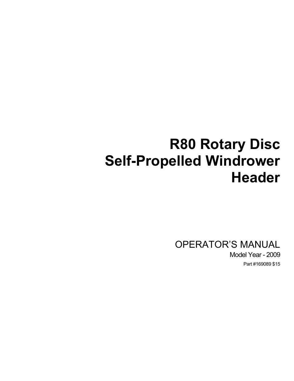 MacDon R80 Rotary Disc User Manual | 103 pages