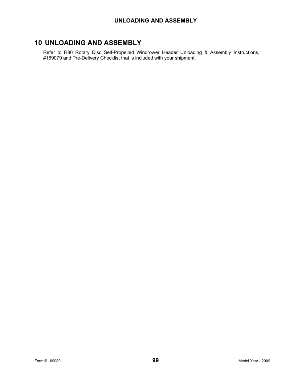 10 unloading and assembly | MacDon R80 Rotary Disc User Manual | Page 101 / 103