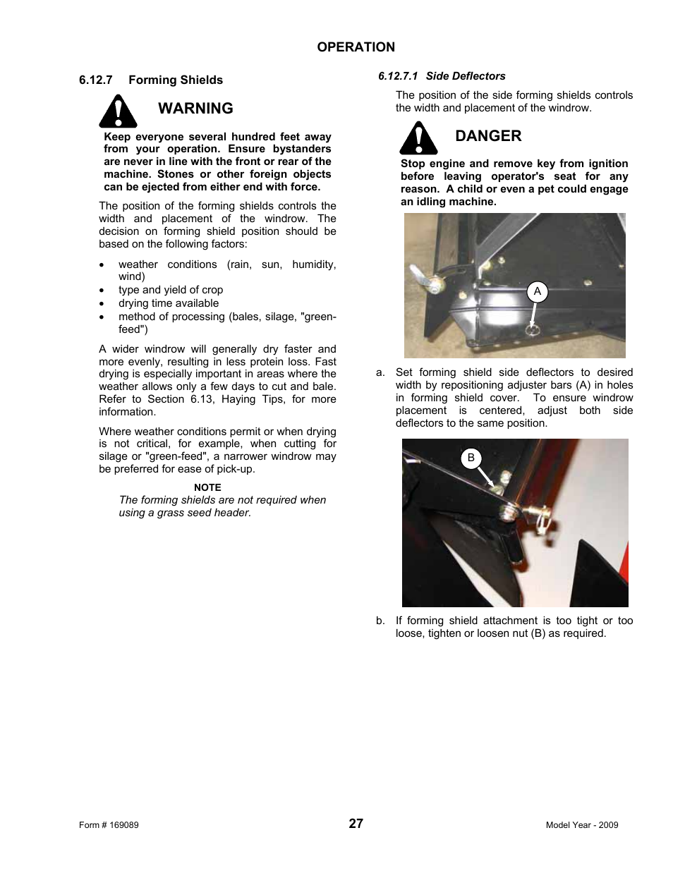 Warning, Danger | MacDon R80 Rotary Disc User Manual | Page 29 / 103