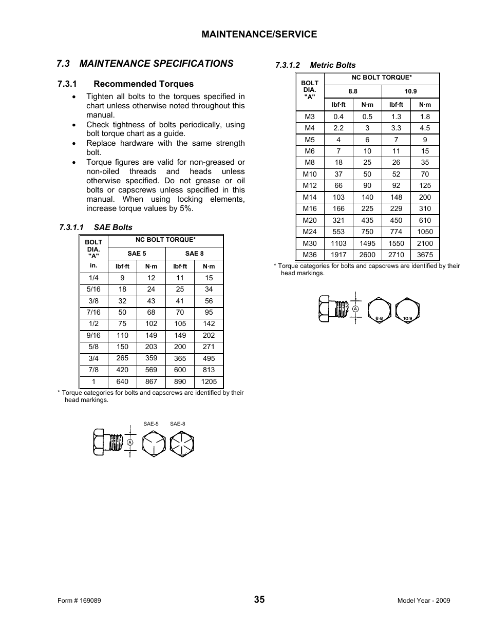 Maintenance/service, 3 maintenance specifications | MacDon R80 Rotary Disc User Manual | Page 37 / 103