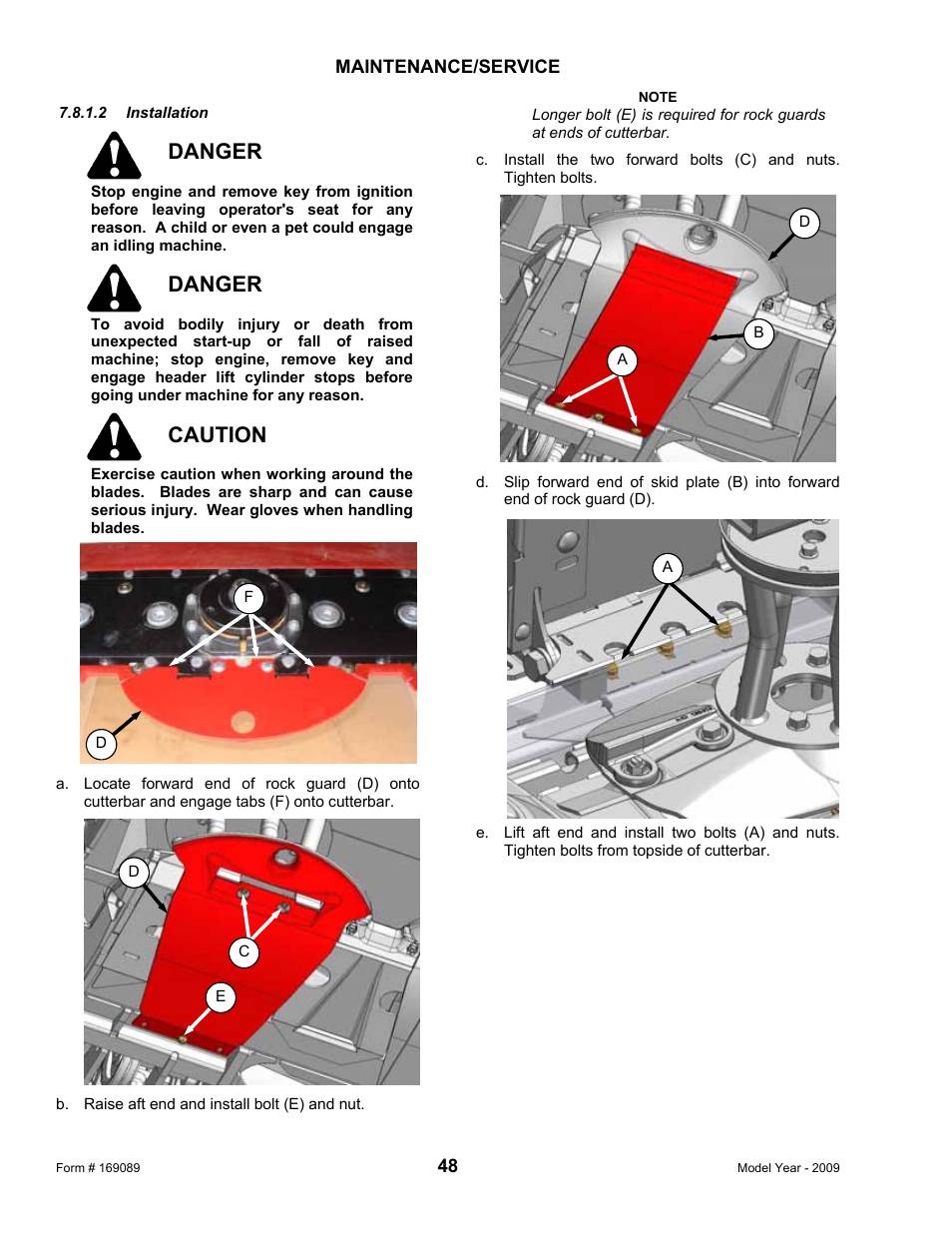 Danger, Caution | MacDon R80 Rotary Disc User Manual | Page 50 / 103