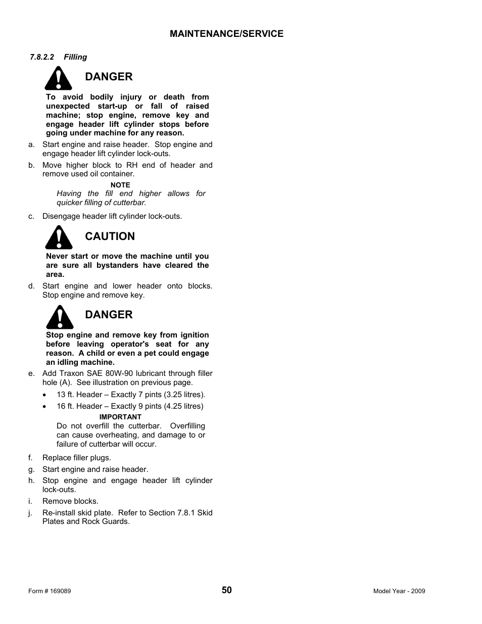 Danger, Caution | MacDon R80 Rotary Disc User Manual | Page 52 / 103