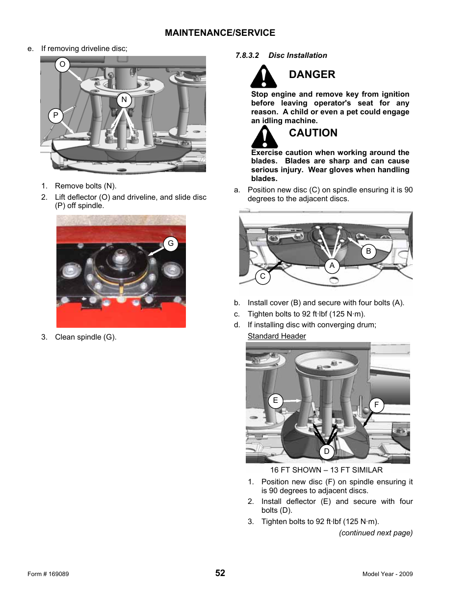 Danger, Caution | MacDon R80 Rotary Disc User Manual | Page 54 / 103