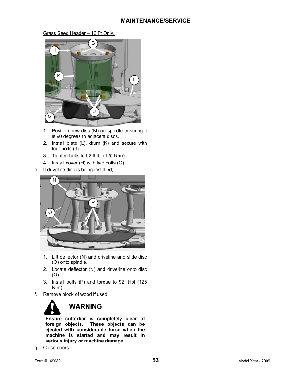Warning | MacDon R80 Rotary Disc User Manual | Page 55 / 103