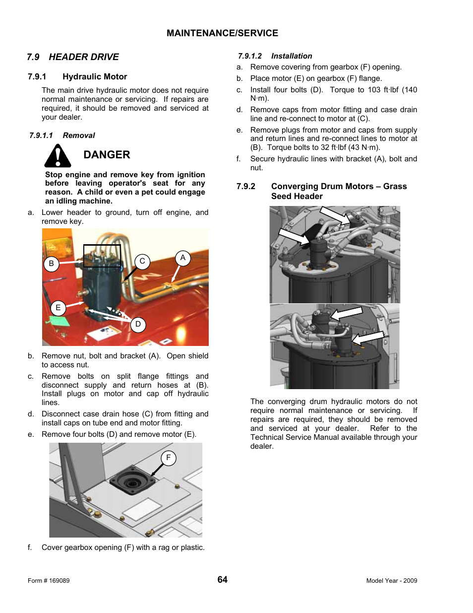 Danger | MacDon R80 Rotary Disc User Manual | Page 66 / 103