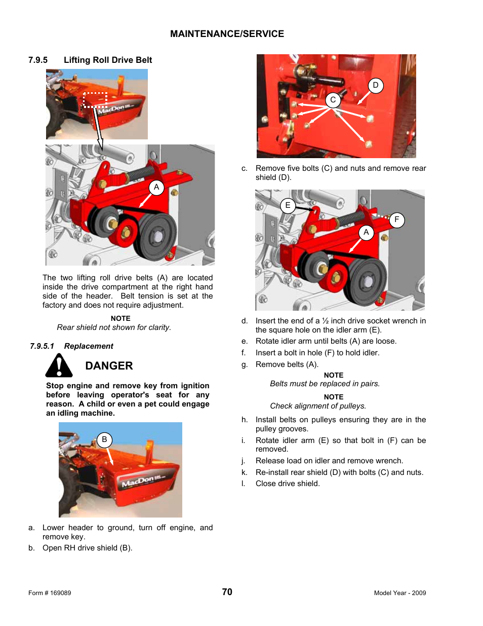 Danger | MacDon R80 Rotary Disc User Manual | Page 72 / 103