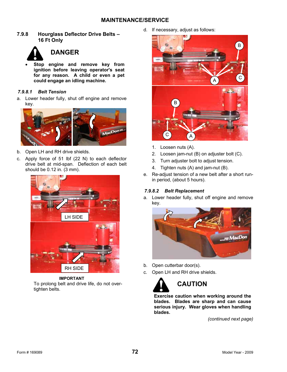 Danger, Caution | MacDon R80 Rotary Disc User Manual | Page 74 / 103