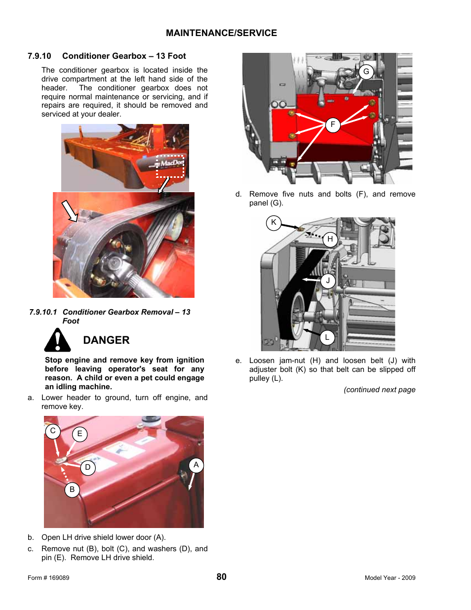 Danger | MacDon R80 Rotary Disc User Manual | Page 82 / 103