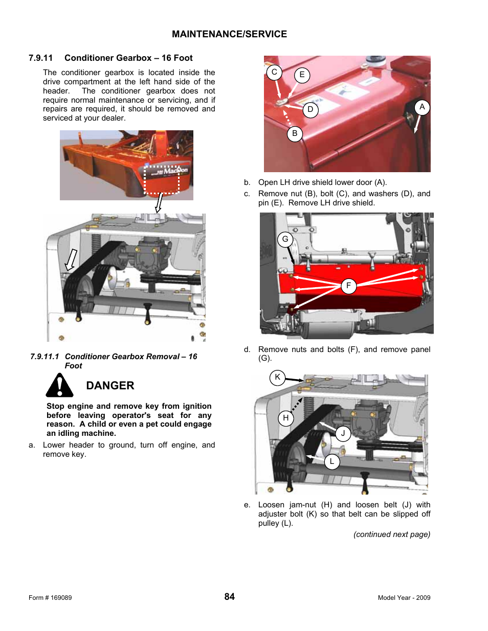 Danger | MacDon R80 Rotary Disc User Manual | Page 86 / 103