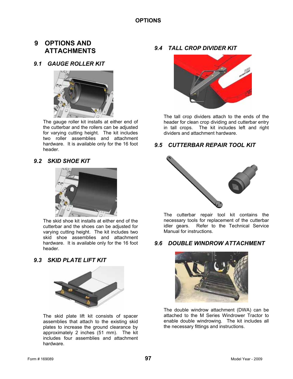 9 options and attachments | MacDon R80 Rotary Disc User Manual | Page 99 / 103