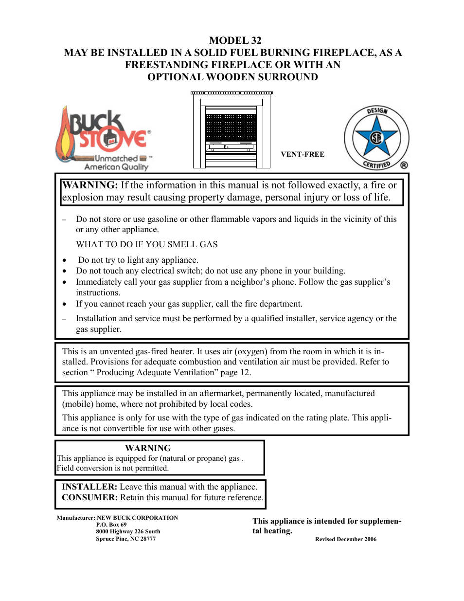 New Buck Corporation 32 User Manual | 42 pages