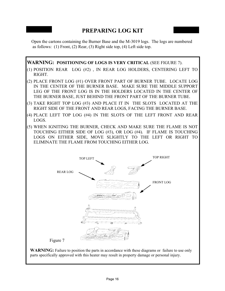 Preparing log kit, Warning | New Buck Corporation 32 User Manual | Page 18 / 42