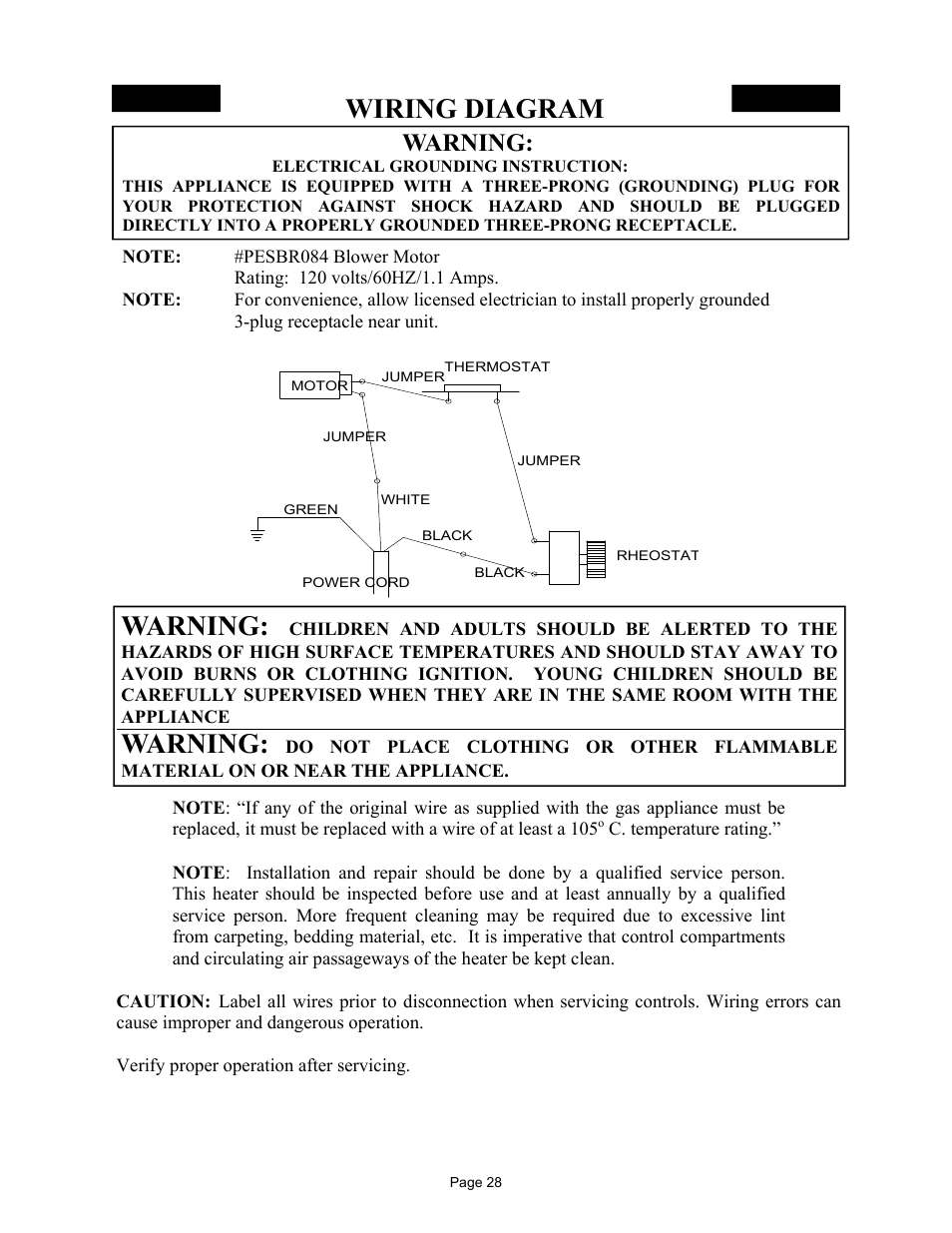 Wiring diagram, Warning | New Buck Corporation 32 User Manual | Page 30 / 42
