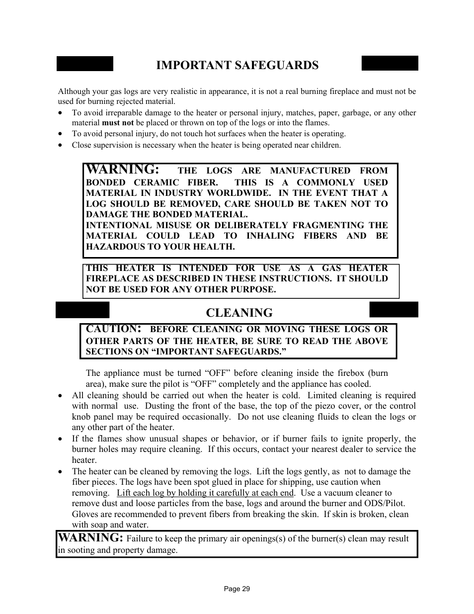 Warning, Important safeguards, Cleaning | New Buck Corporation 32 User Manual | Page 31 / 42