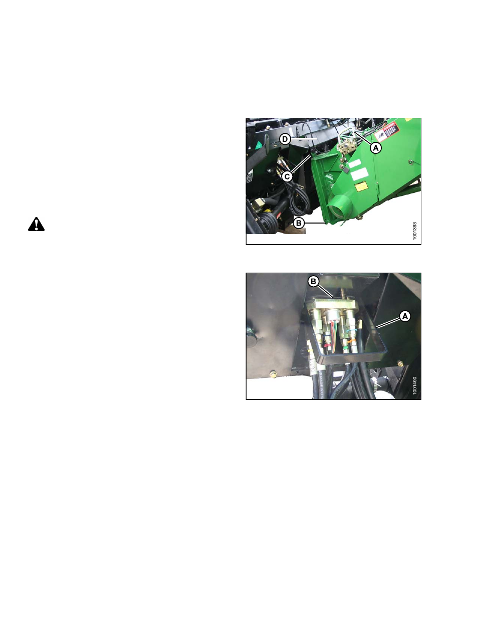 3john deere combines, 1attaching header to john deere combine, John deere combines | Attaching header to john deere combine, 3 john deere combines, 1 attaching header to john deere combine, Caution | MacDon FD75 OM User Manual | Page 212 / 448