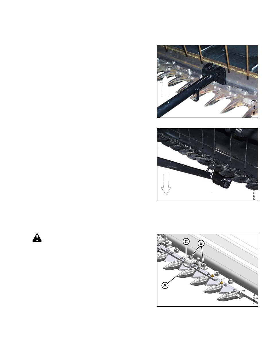 Adjusting knife guards, Replacing pointed guards on a single-knife header, Warning | MacDon FD75 OM User Manual | Page 319 / 448