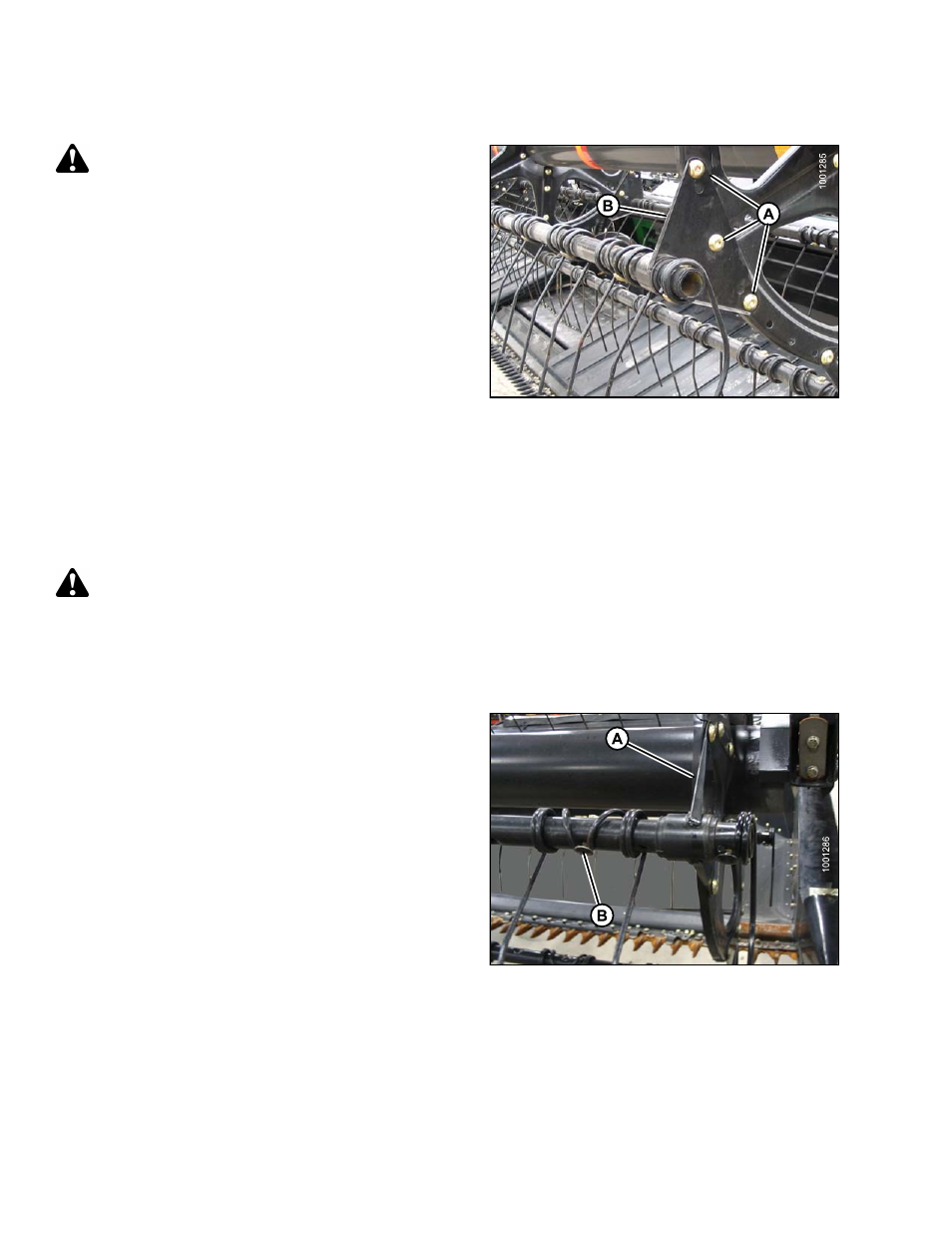 Removing steel tines, Installing steel tines, Removing steel tines installing steel tines | Warning | MacDon FD75 OM User Manual | Page 388 / 448