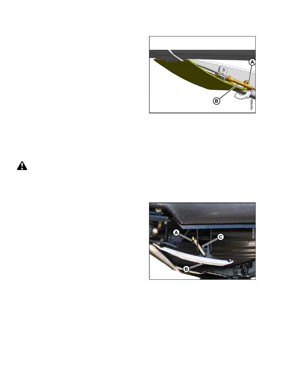 Adjusting outer skid shoe, 2auto header height control, Auto header height control | Danger, 2 auto header height control | MacDon FD75 OM User Manual | Page 70 / 448