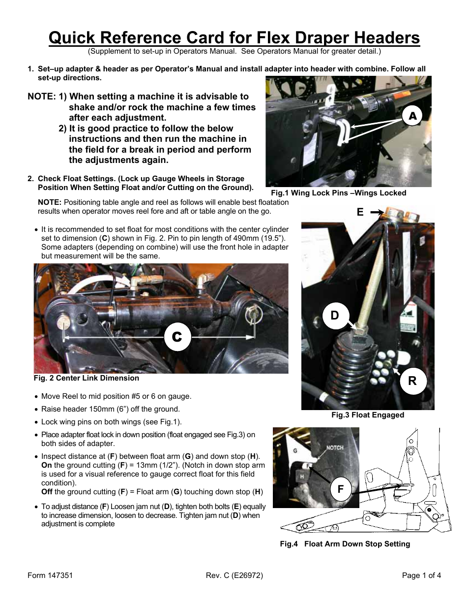 MacDon 974 Quick Card User Manual | 4 pages