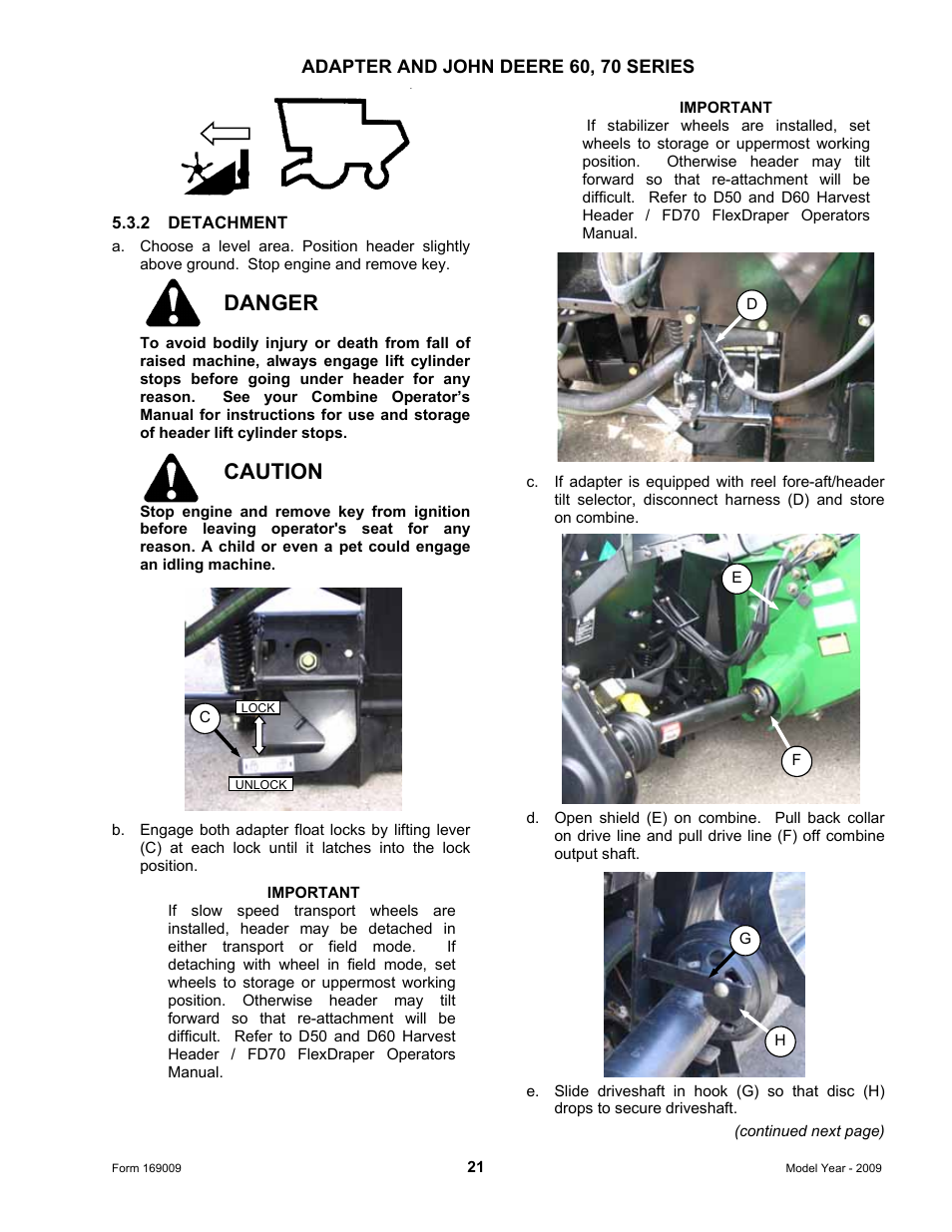 Danger, Caution | MacDon CA20 Operators Manual User Manual | Page 23 / 100