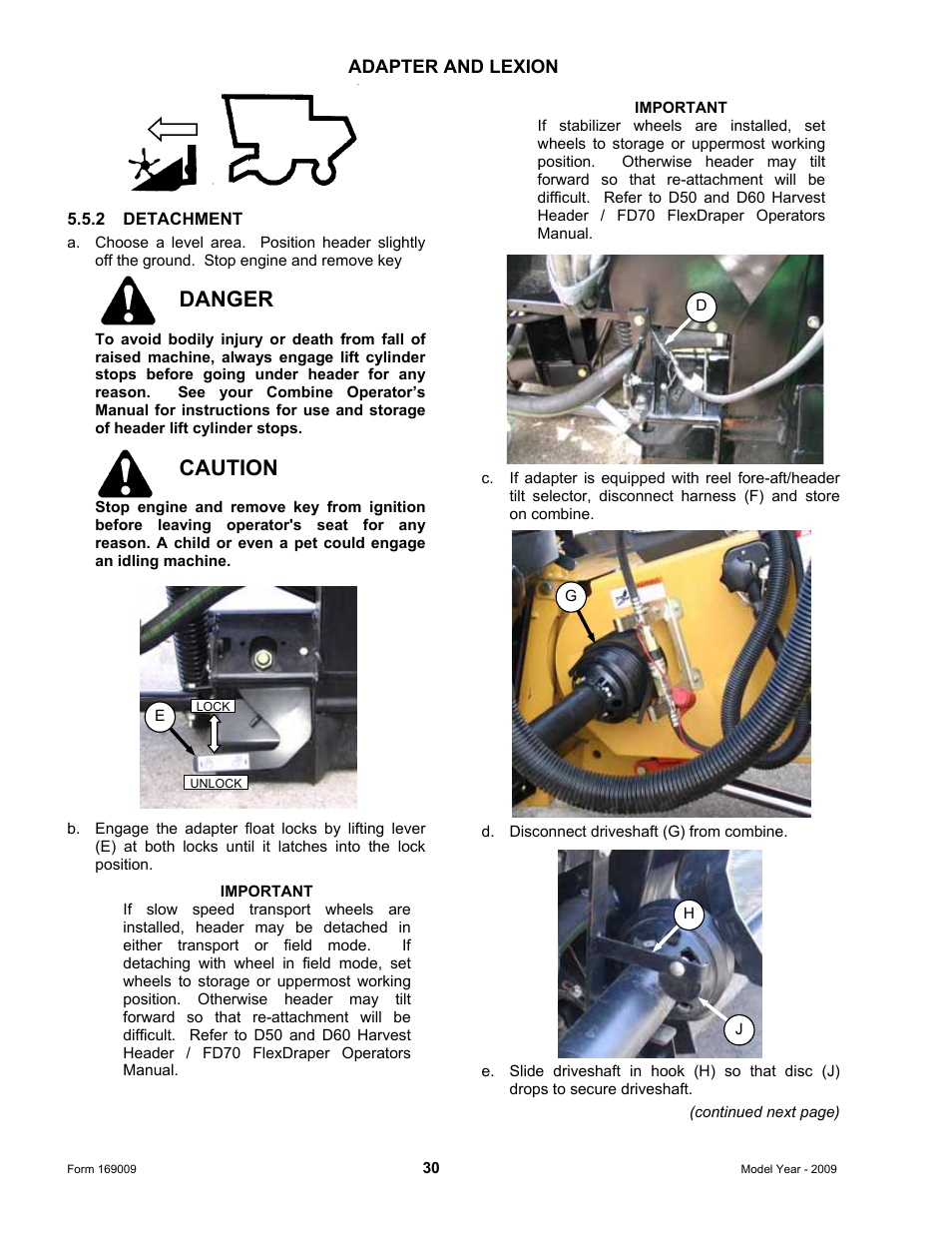 Danger, Caution | MacDon CA20 Operators Manual User Manual | Page 32 / 100