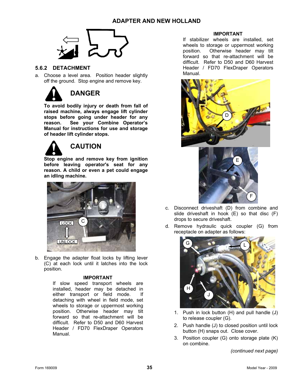 Danger, Caution | MacDon CA20 Operators Manual User Manual | Page 37 / 100