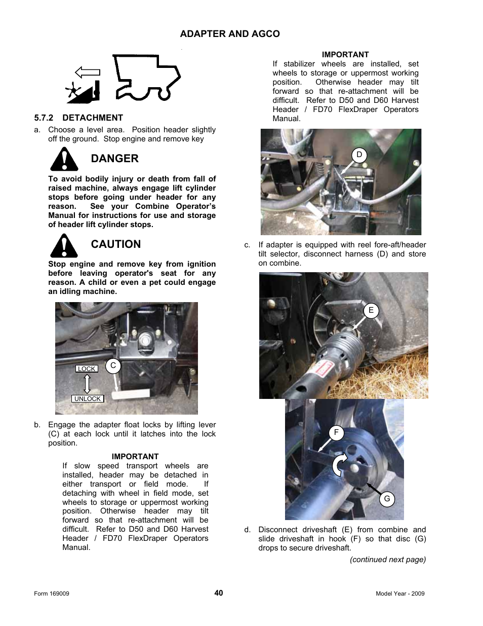 Danger, Caution | MacDon CA20 Operators Manual User Manual | Page 42 / 100