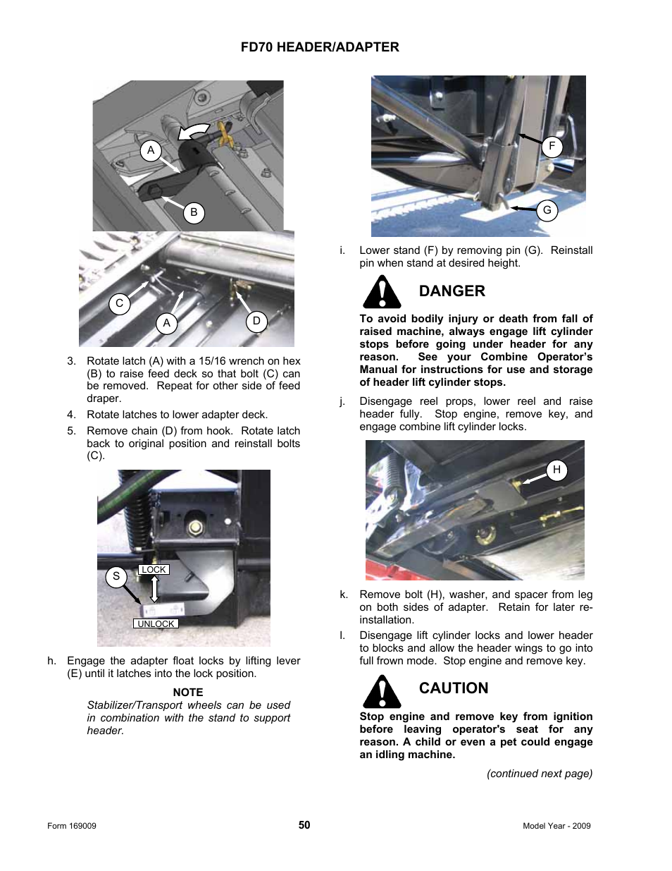 Danger, Caution | MacDon CA20 Operators Manual User Manual | Page 52 / 100
