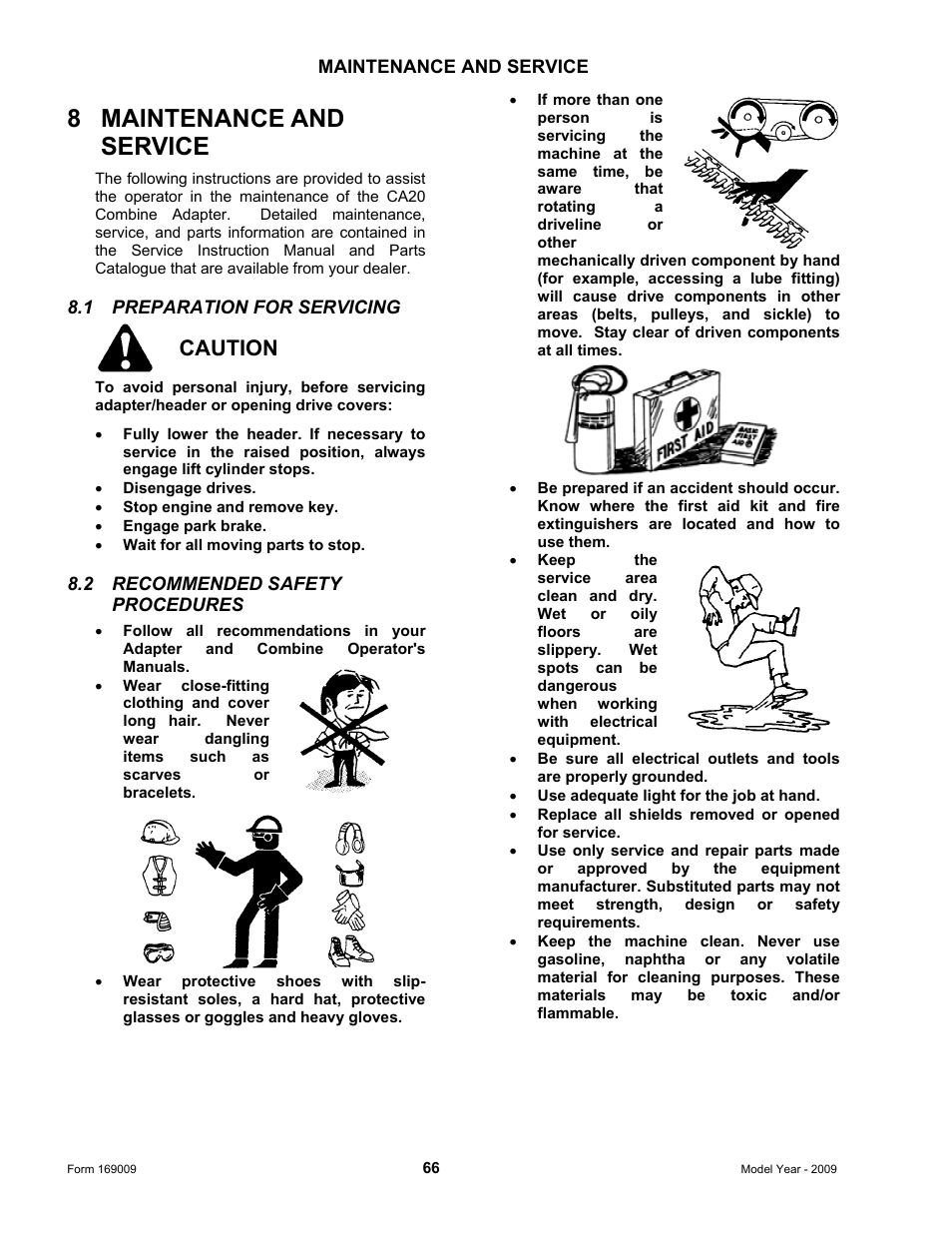8 maintenance and service, Caution | MacDon CA20 Operators Manual User Manual | Page 68 / 100
