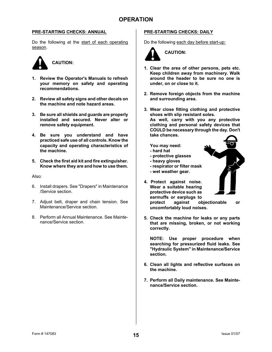 Operation | MacDon 974 FlexDraper User Manual | Page 17 / 95