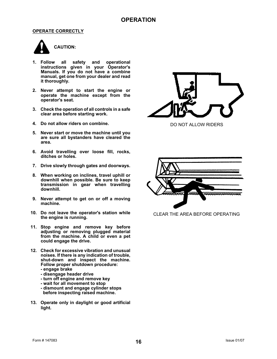 Operation | MacDon 974 FlexDraper User Manual | Page 18 / 95