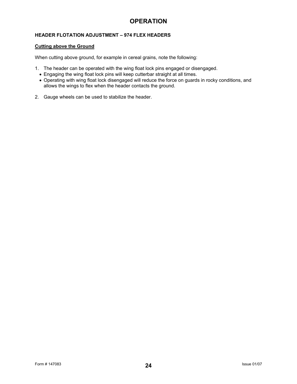 Operation | MacDon 974 FlexDraper User Manual | Page 26 / 95