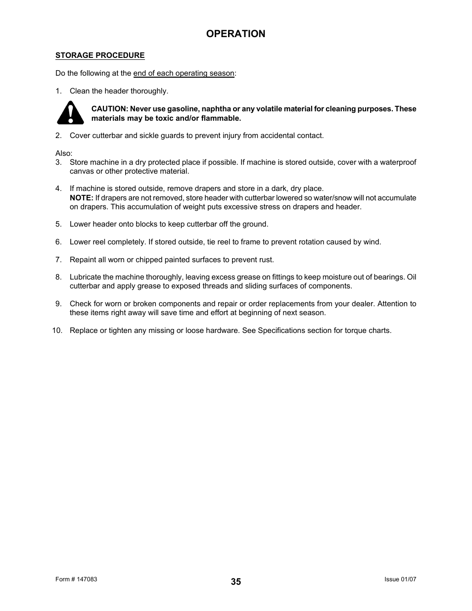 Operation | MacDon 974 FlexDraper User Manual | Page 37 / 95