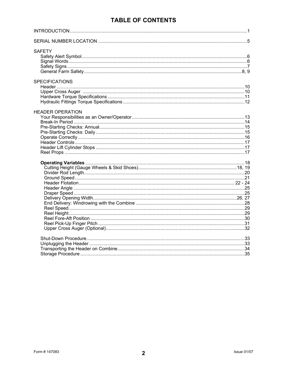 MacDon 974 FlexDraper User Manual | Page 4 / 95