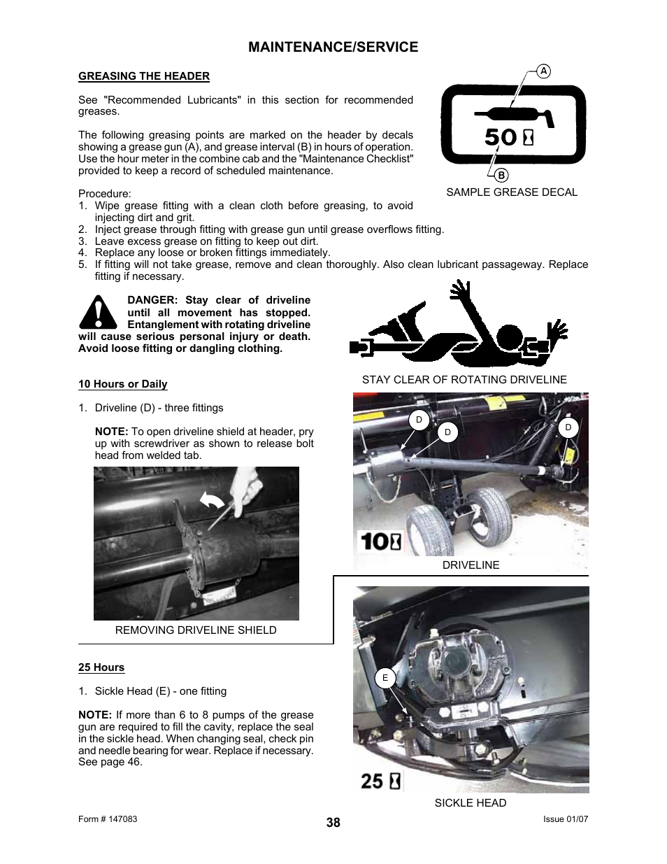 Maintenance/service | MacDon 974 FlexDraper User Manual | Page 40 / 95