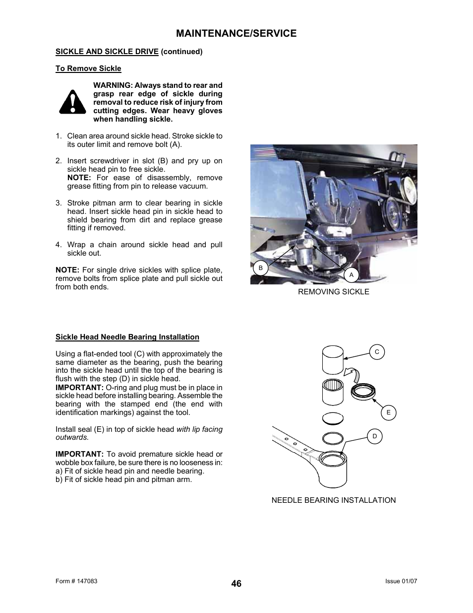 Maintenance/service | MacDon 974 FlexDraper User Manual | Page 48 / 95