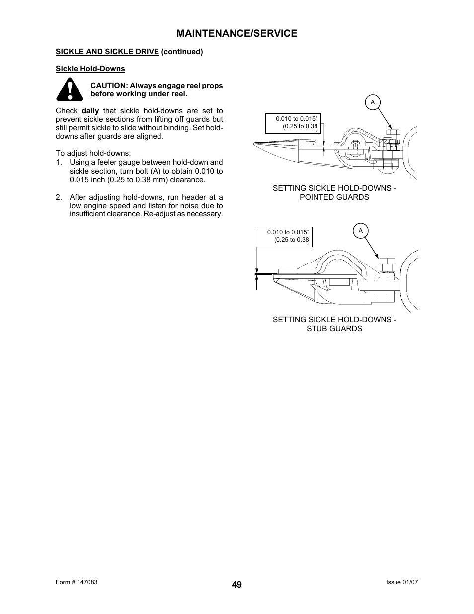 Maintenance/service | MacDon 974 FlexDraper User Manual | Page 51 / 95