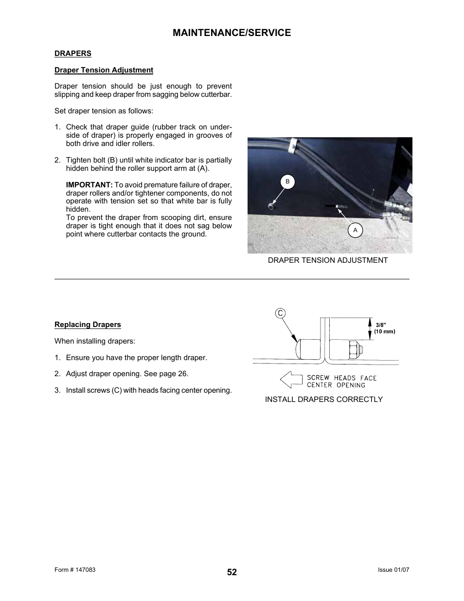 Maintenance/service | MacDon 974 FlexDraper User Manual | Page 54 / 95