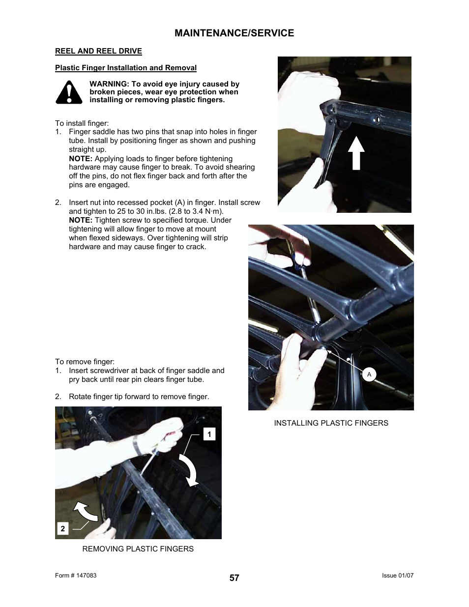 Maintenance/service | MacDon 974 FlexDraper User Manual | Page 59 / 95