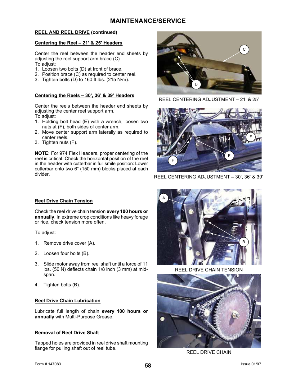 Maintenance/service | MacDon 974 FlexDraper User Manual | Page 60 / 95