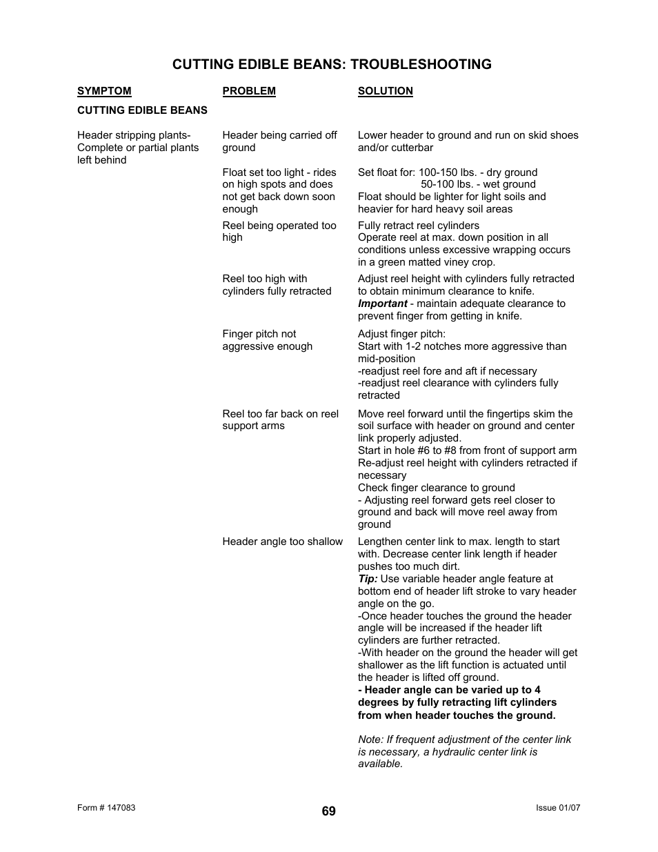Cutting edible beans: troubleshooting | MacDon 974 FlexDraper User Manual | Page 71 / 95