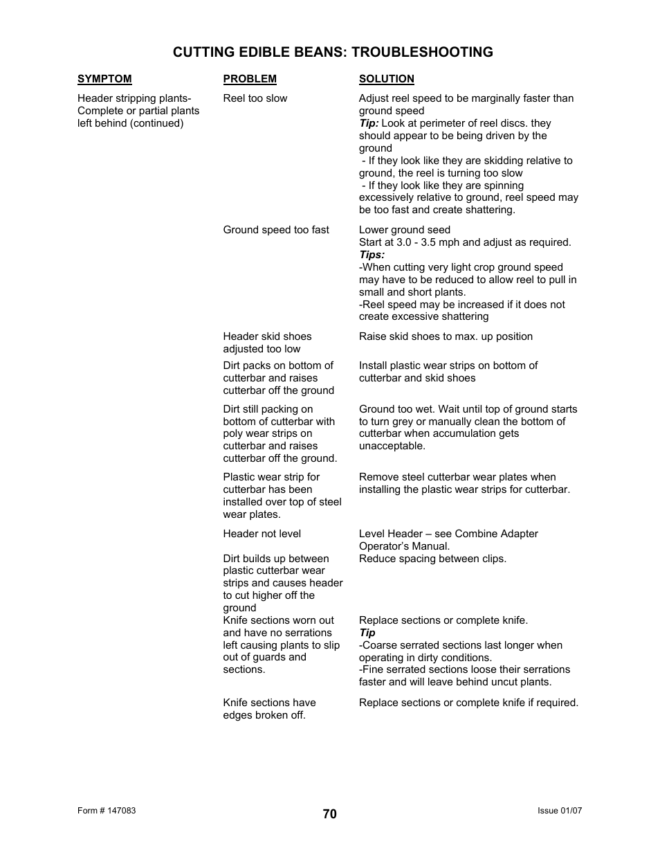 Cutting edible beans: troubleshooting | MacDon 974 FlexDraper User Manual | Page 72 / 95