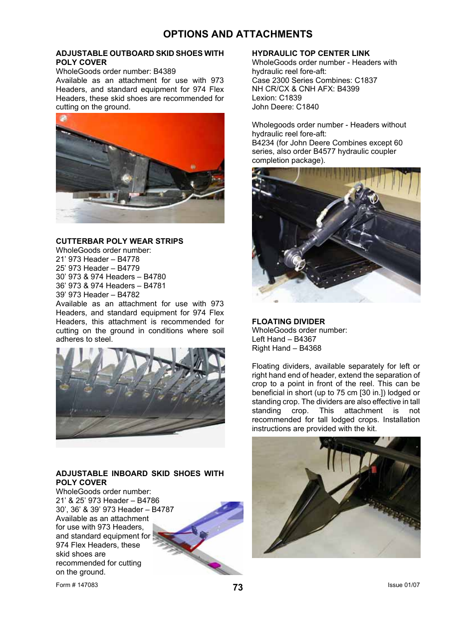 Options and attachments | MacDon 974 FlexDraper User Manual | Page 75 / 95