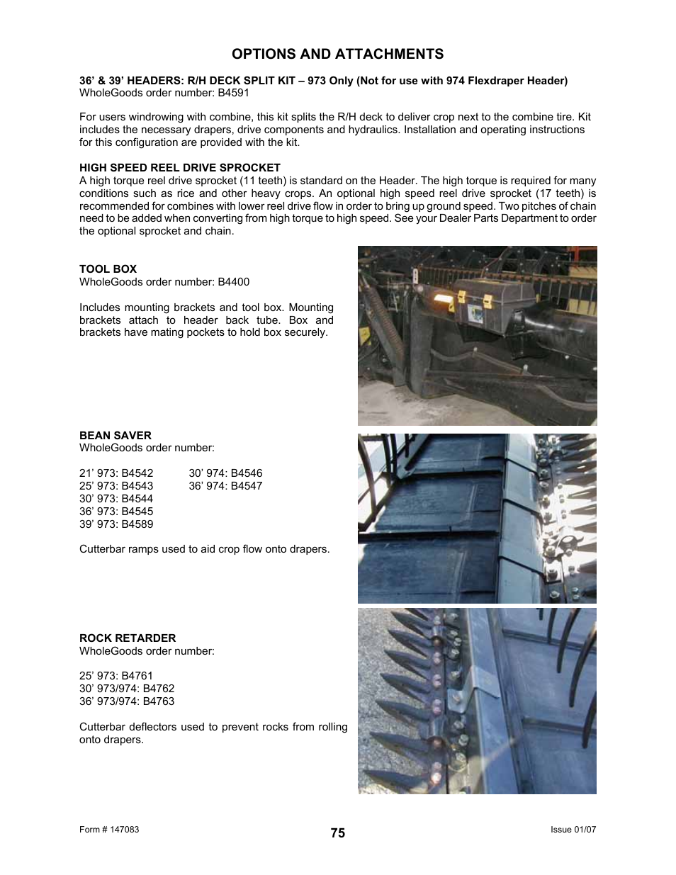 Options and attachments | MacDon 974 FlexDraper User Manual | Page 77 / 95