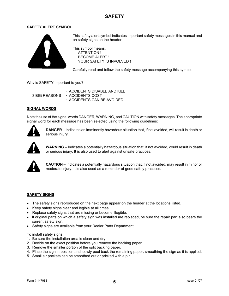 Safety | MacDon 974 FlexDraper User Manual | Page 8 / 95