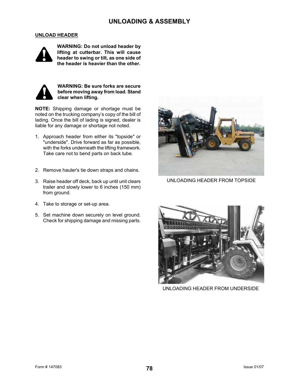 Unloading & assembly | MacDon 974 FlexDraper User Manual | Page 80 / 95