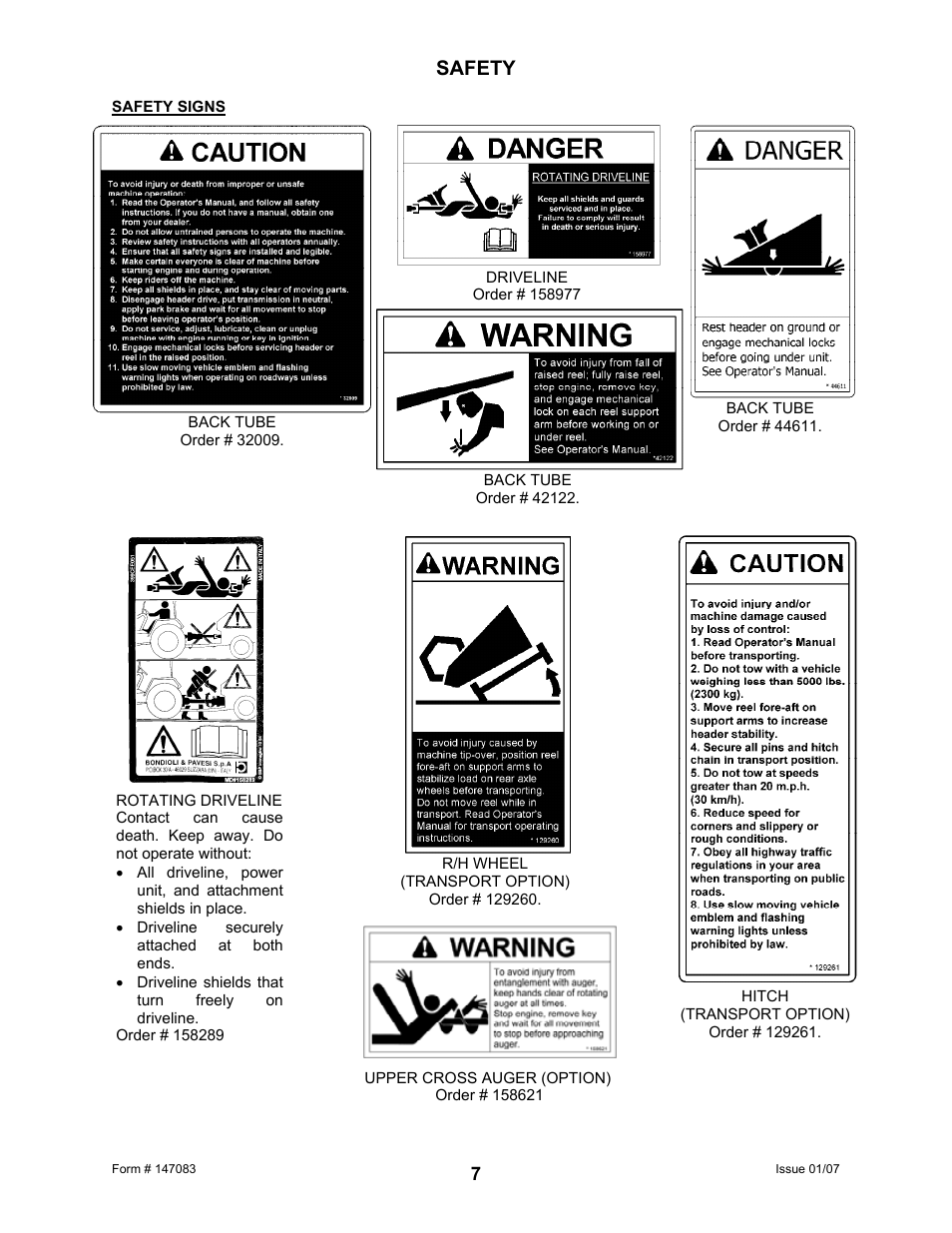 Safety | MacDon 974 FlexDraper User Manual | Page 9 / 95